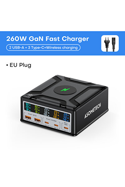 Choice EU Plug 260W USB C GaN Charger QC3.0 PD3.1 140W USB Type C Fast Charge...