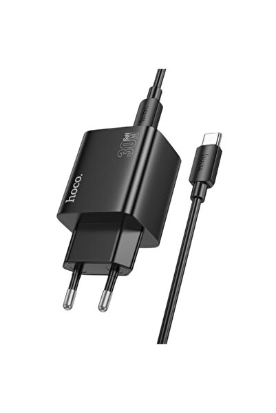 Hoco Incarcator Retea Cu Cablu USB-C N56, 30W, 3A, 2 x USB-A - 2 x USB-C, Negru