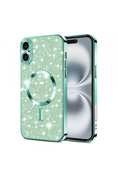 Apple Husa MagSafe pentru iPhone 16 Plus, Techsuit, Luxury Glitter, Verde Des...