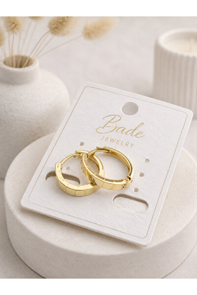 Bade Jewelry Xuping Çizgili Halka Küpe 1.5 cm 14k Gold Renginde Hipoalerjenik...