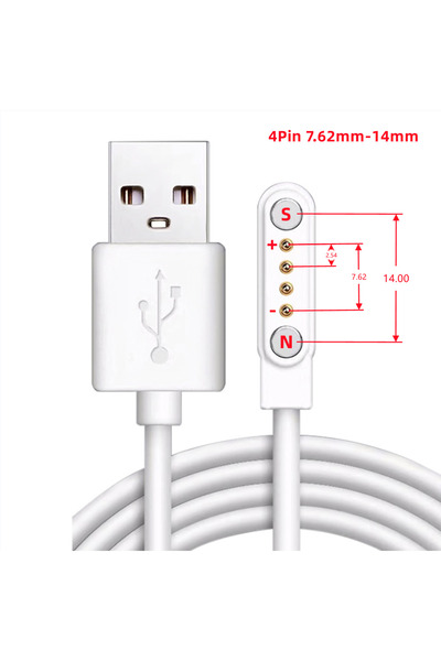 Choice13 White (4P 7.62-14mm) 2Pin 4Pin 5Pin Magnetic Charging Cable USB to P...