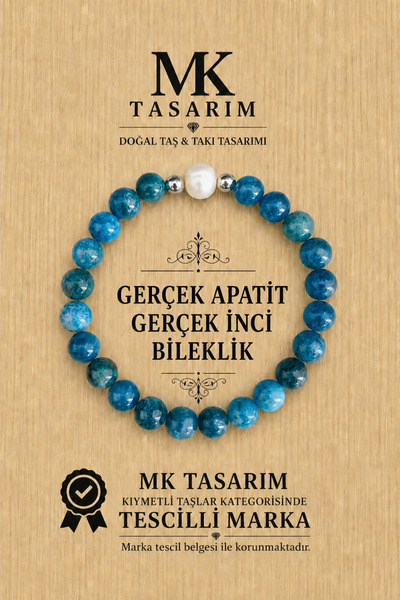 MK tasarım اللؤلؤ الحقيقي - سوار من حجر الأباتيت للاسترخاء، تعزيز الطاقة، سوا...