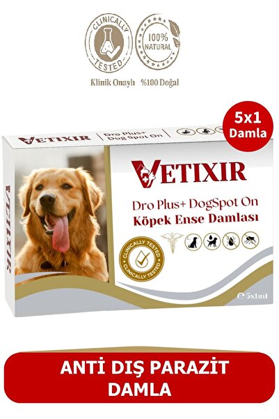 VETIXIR Bitkisel Köpek Ense Dış Parazit Bit Pire Kene Deri Bakımı Damlası - 5...