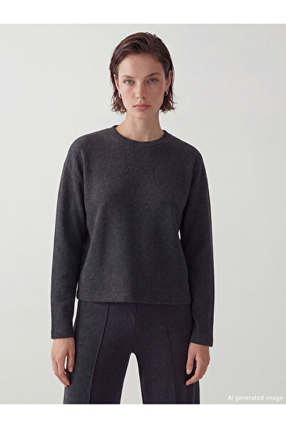LC Waikiki Nevavm Women's Sweatshirt with Oval Collar and Contrast