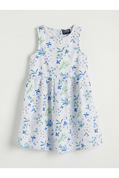 LC Waikiki Original Oval Collar Floral Patterned Girl's Dress