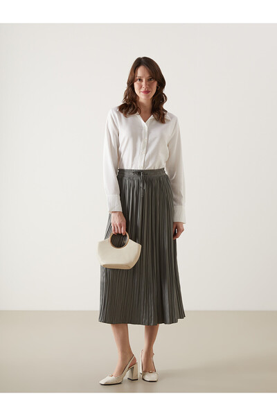 LC Waikiki Original Elastic Waist Satin Women's Pleated Skirt