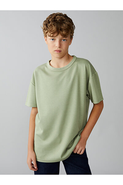 LC Waikiki Two Mt Shop Quality Lcw Kids Khaki Oval Collar Boys' T-Shirt