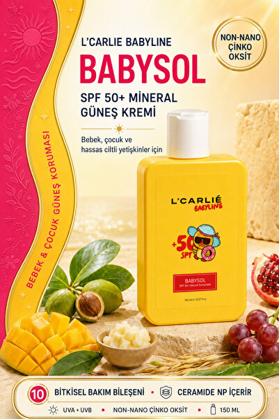 L'CARLIE L'CARLIE Babysol SPF 50+ كريم واقي من الشمس للأطفال والرضع، خالٍ من ...
