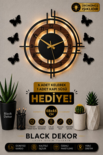 Blackdekor Modern Tek Çizgili Beyaz LED Duvar Saati 40 Cm Dekoratif Büyük Boy...