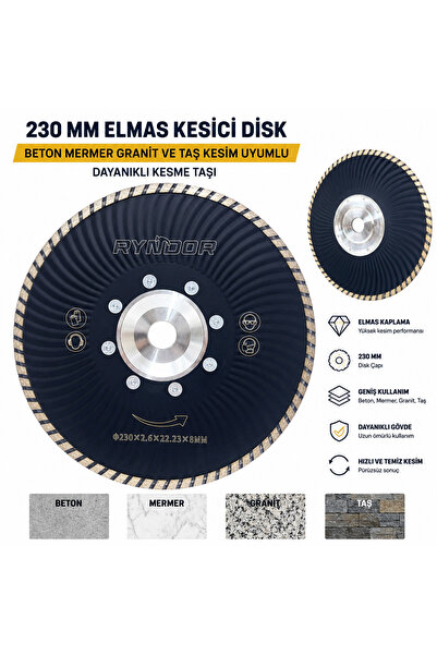 DynamicTech 230 mm Elmas Kesici Disk Beton Mermer Granit ve Taş Kesim Uyumlu ...
