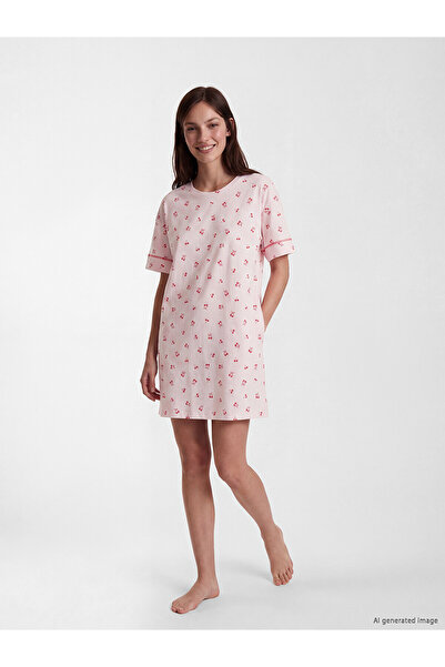 LC Waikiki Two Mt Shop Quality Cherry Patterned Women's Nightgown