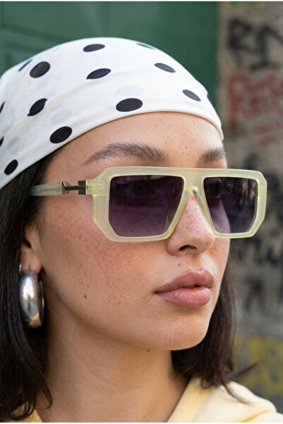 Chunky Frame Cgequar Hit Unisex Beige Geometric Square Acetate Frame Matte Gl...