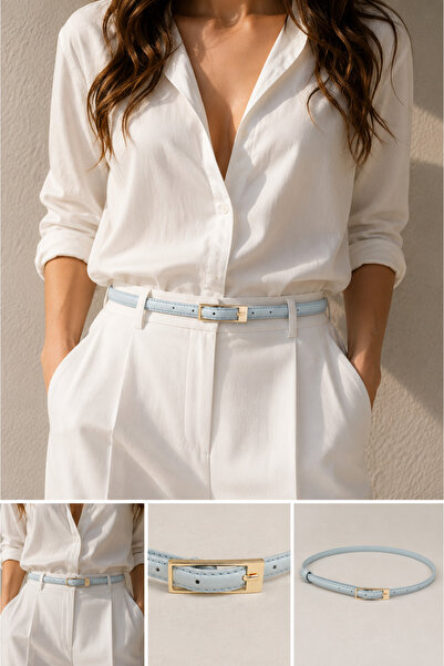DERİMAY Elegantly Designed Thin 1 cm Women's Belt with Minimal Buckle, Compat...