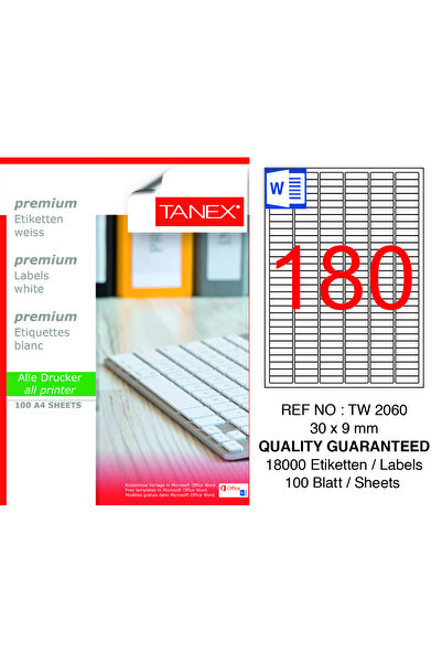 Tanex Tw-2060 Laser Etiket 100 Yp 30x9 Laser-copy-ınkjet