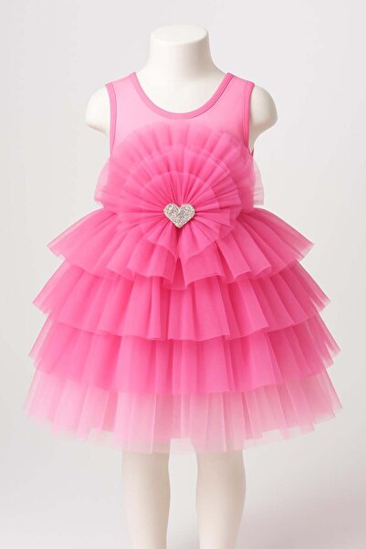 Miss Hely Girls Kids فستان سهرة للفتيات موديل 2922 بتفاصيل قلب حجري من التول ...