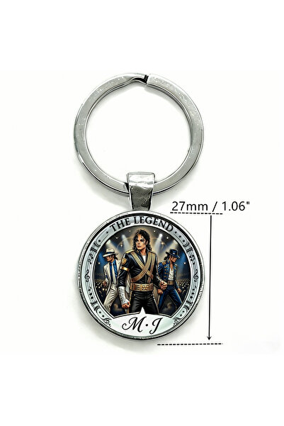 Choice No. 1 1pc Jackson MJ "The Legend" Keychain - MJ Fan Glass Dome Metal K...