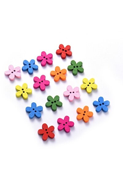 Choice as picture 100 Pcs 2-hole Mixed Flower Wooden Decorative Buttons Suita...