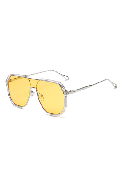 choice2 Yellow Fashion Double Beam Large Frame Polygonal Sunglasses Fashion C...