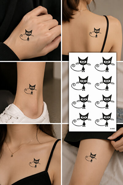 BiWini Kedi Geçici Dövme Tattoo Bilek Kol Bacak Ve Göğüs Arası Erkek Kadın