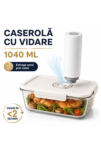 Onlinecom Storetail Offers Caserolă dreptunghiulara din Sticlă cu Capac Vacuu...