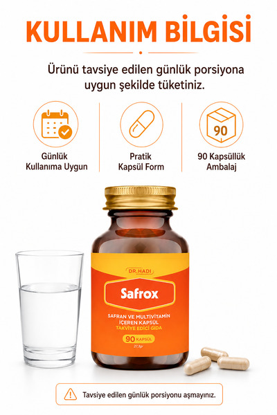 DR HADI Safrox Safran ve Multivitamin içeren 90 Kapsül