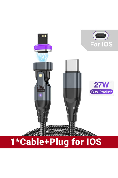 Choice1 1m Black for iPhone 240W 5A Fast Charging Magnet USB-C Charger Data C...