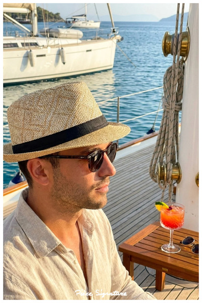 PIECE SIGNATURE Geometric Patterned Summer Beach and Casual Fedora Hat (57-58...