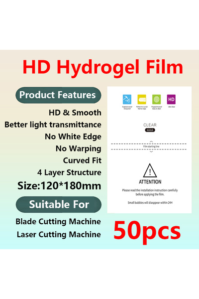 Choice3 Hydrogel Film Clear 50PCS 9/50pcs Universal Hydrogel Screen Protector...