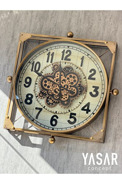 YASAR CONCEPT Hawthorne Metal Çarklı Duvar Saati 70x70 Cm