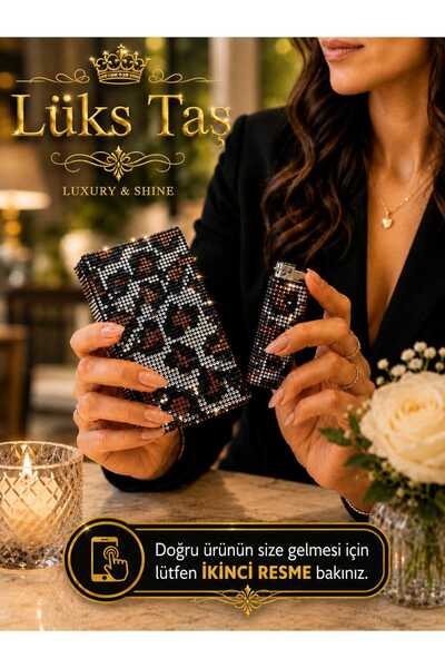 Lüks Taş Taşlı Sigara Kutusu Ve Çakmak (UZUN SLİM)