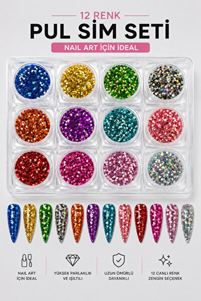 RNK BEAUTY Nail Art Tırnak Süsleme Holografik 3D Sim Seti 12'lı