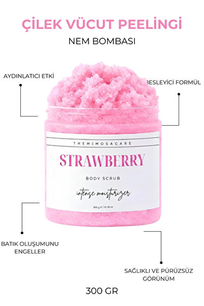 The Mimosa Care Çilek Özlü Nem Bombası, Anında Batık Karşıtı El-vücut Peeling