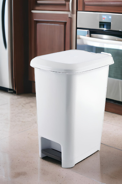 Melkan Home Pedallı Çöp Kovası 15 Litre Beyaz Çöp Kovası Slim Pedallı Çöp Kovası 15 Litre 40 Cm Beyaz