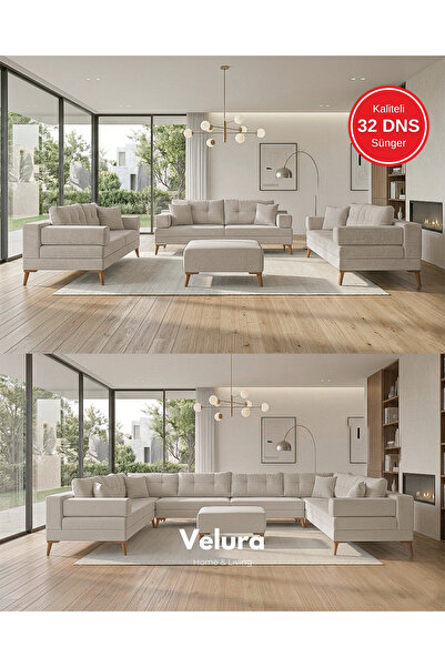 Velura Home & Living Zeri 3+3+3 Yataklı Puzzle Modüler U Köşe Koltuk Takımı &...