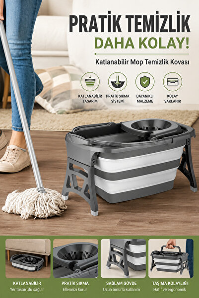 Begin Power Magic Katlanır Temizlik Kovası Seti Paspas Seti 20 Litre