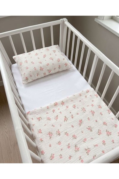 Sevza Kids 100% Cotton 2-Piece Muslin Coverlet - Pillowcase - Baby Duvet Cover Set - Crisp - 90X100 35X45