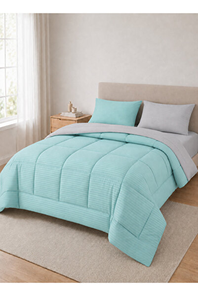 Hotel Linen Klub Stripe Reversible  Comforter Set- Ultra Soft  Microfiber Fab...
