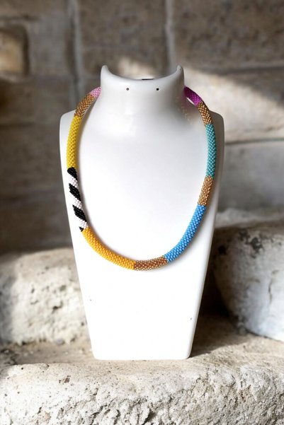 Pötikare Butik Atölye Nepal Bead Knitted Magnet Collar Necklace