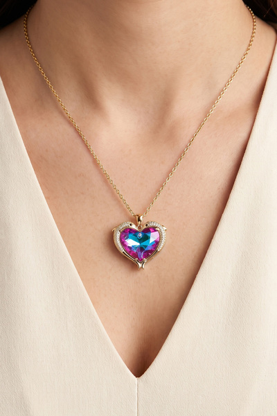 Modacaprea Steel 22K Heart and Dolphin Necklace 45 cm |   Gold Color Non Tarn...