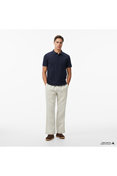 Nautica Erkek Krem Regular Fit Keten Pantolon