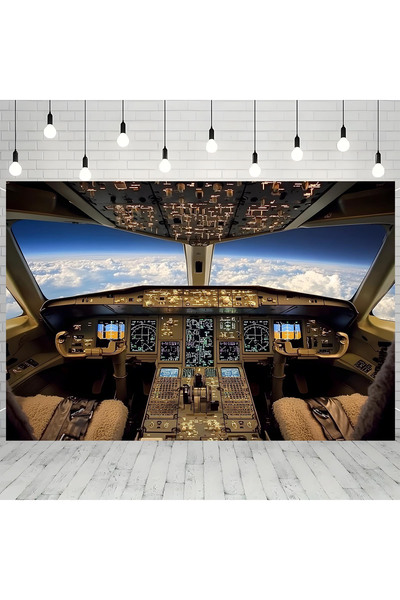 Choice5 100x150cm MULTI 1 airplane cockpit background banner, wall decoration...