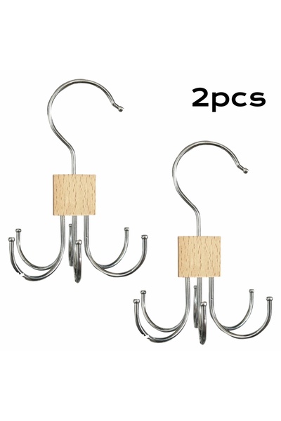 Choice Wood color 2pcs 1/5pcs 360° Rotating Storage Hanger Hook Multi-Claw Ba...