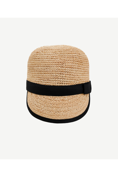 Yargıcı Raffia Hat with Knitted Detail