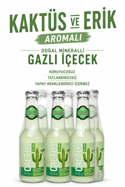 Fuska Kaktüs ve Erik Aromalı Doğal Mineralli Pancar Şekeri Gazlı İçecek 250ml...