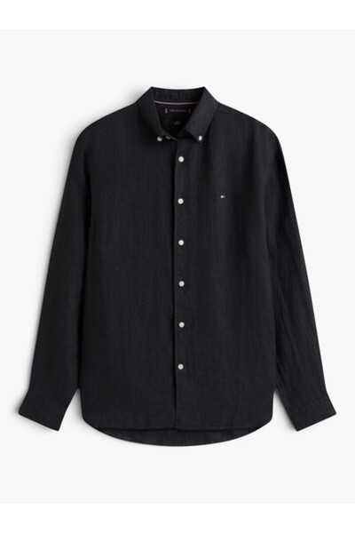Tommy Hilfiger قميص رجالي أسود مصبوغ بالصبغة - MW0MW41530