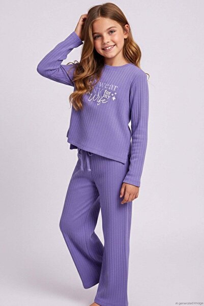 Breeze Girl's Trouser Suit with Letter Embroidery and Bow Detail, Ages 4-8, L...
