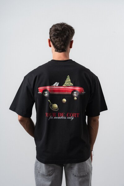 Respire Men's Cort Printed Oversize T-Shirt Black