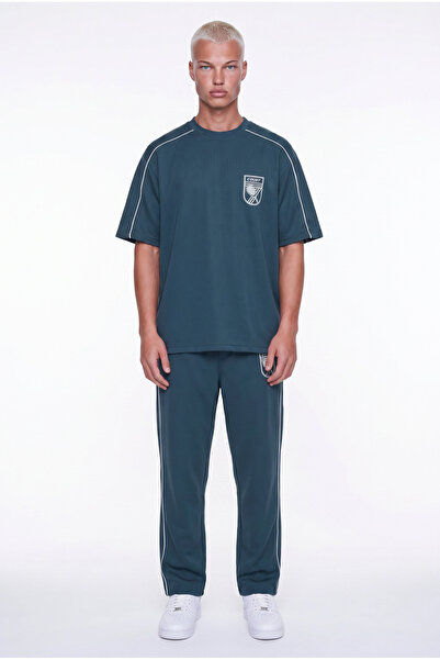 Respire Men's Court Printed Regular Fit Tracksuit Set Petrol