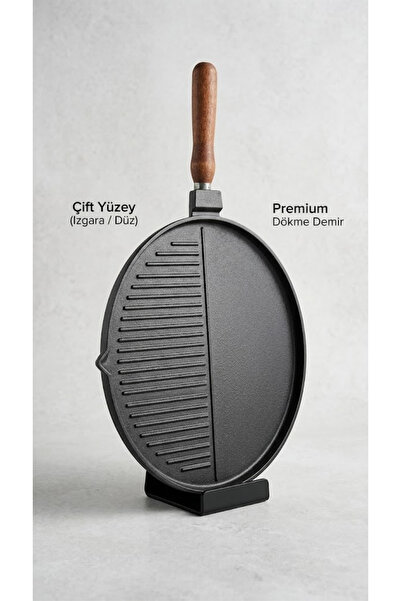 Bonera Multi-Purpose 32cm Cast Iron Grill Pan - Meat Fish Chicken Grill Pan