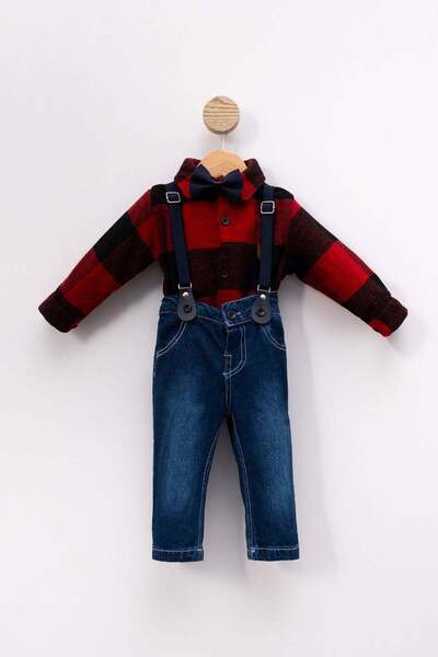 Beren Kids Stylish Baby Top and Bottom Set with Bow Tie - Multi-Colored